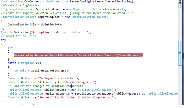 ImportSolutionRequest + PublishAllXmlRequest ImportSolutionRequest